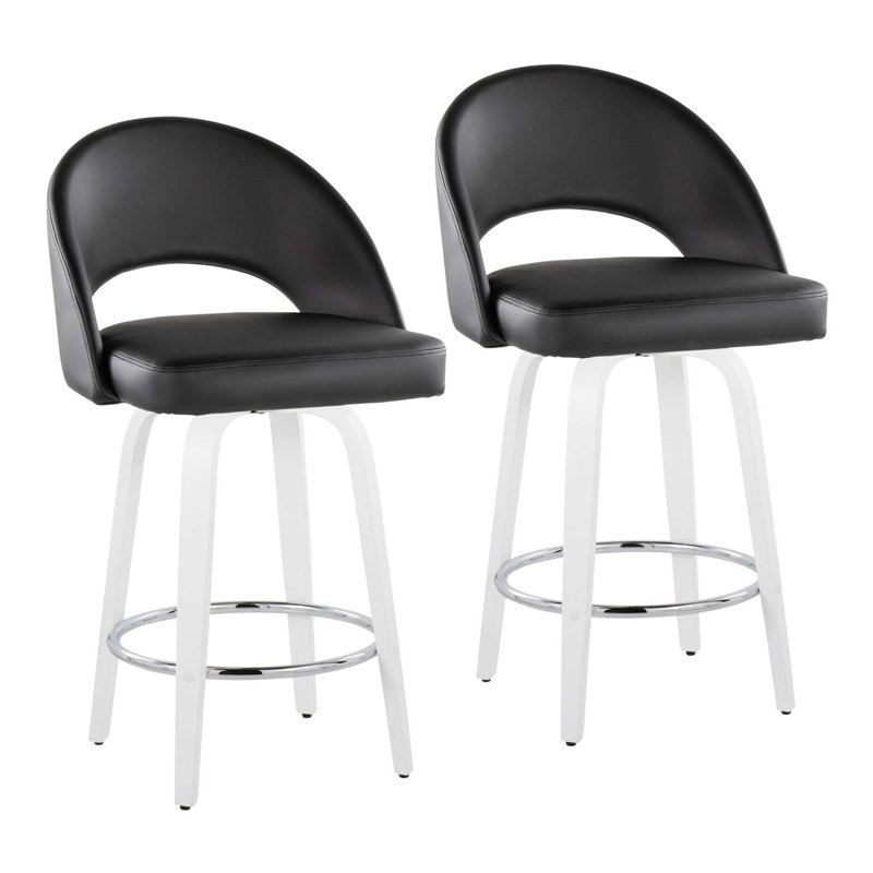 Ensemble de tabourets pivotants contemporains avec repose-pieds, Noir