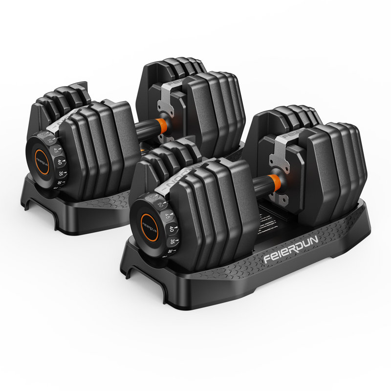 Feierdun Db1 Quick Adjustable Dumbbell Set – 15-level Adjustable Weights (5–52.5 Lbs), Alloy steel (set of two!)