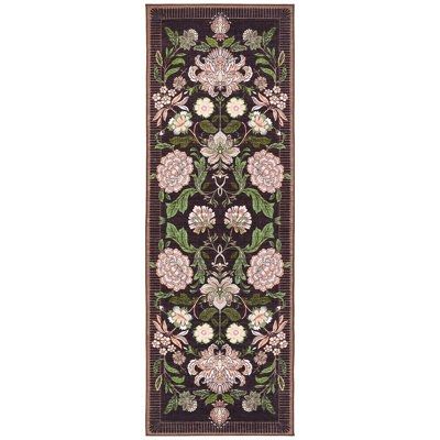 Floral Machine Washable Area Rugs for Living Room Bedroom Soft Non-Slip Vintage Dining Room Rug Low Pile Botanical Floor Carpet for Kids Room Classroom
