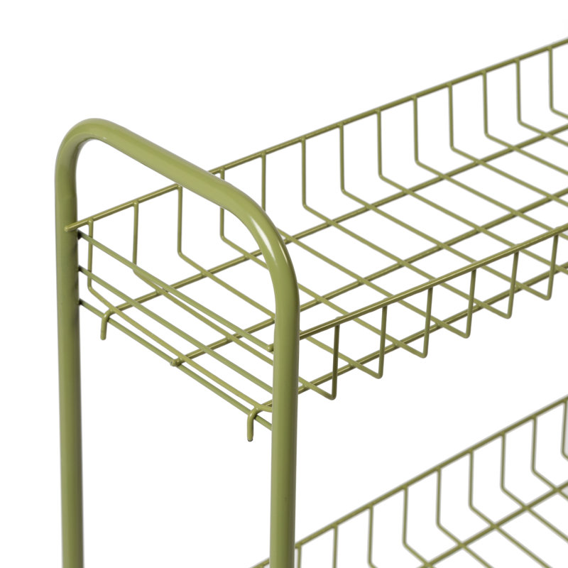 Olive Green 3-Tier Rust-Resistant Steel Rolling Cart
