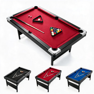 7ft Collapsible Pool Table Set - Portable Indoor Billiards Table, No Assembly - K-Shape Metal Legs, Full Accessory Kit (Balls, 2 Cues, Triangle, Chalk, Brush) for Home Game Room