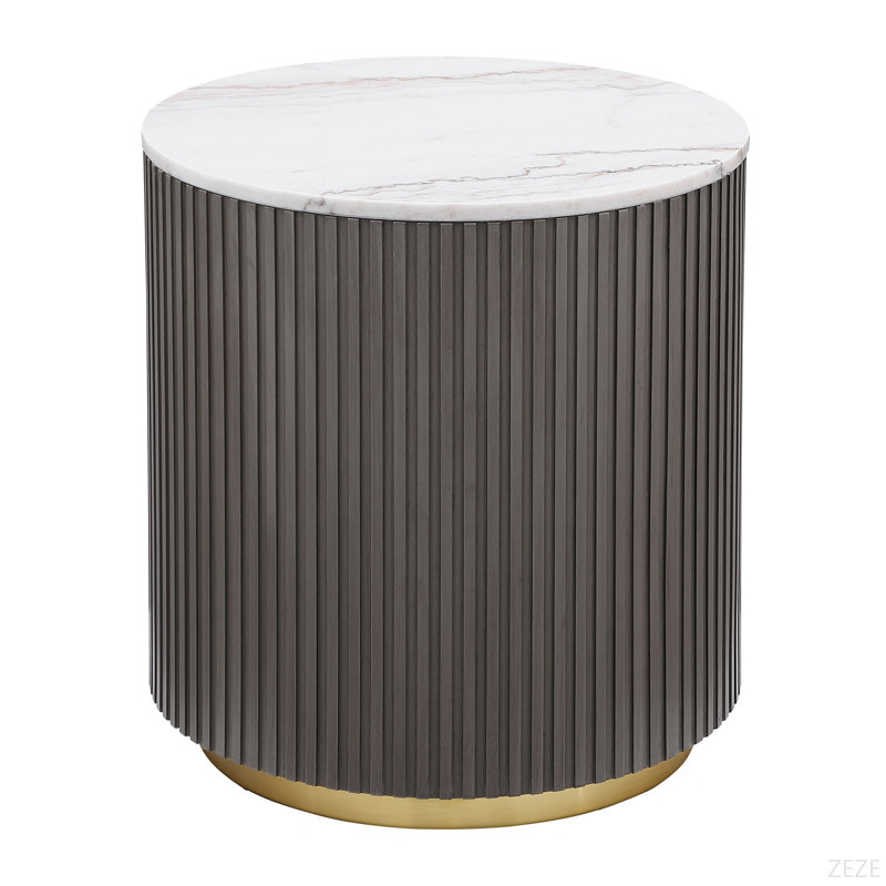 Table de bout en marbre Swhite et gris anthracite