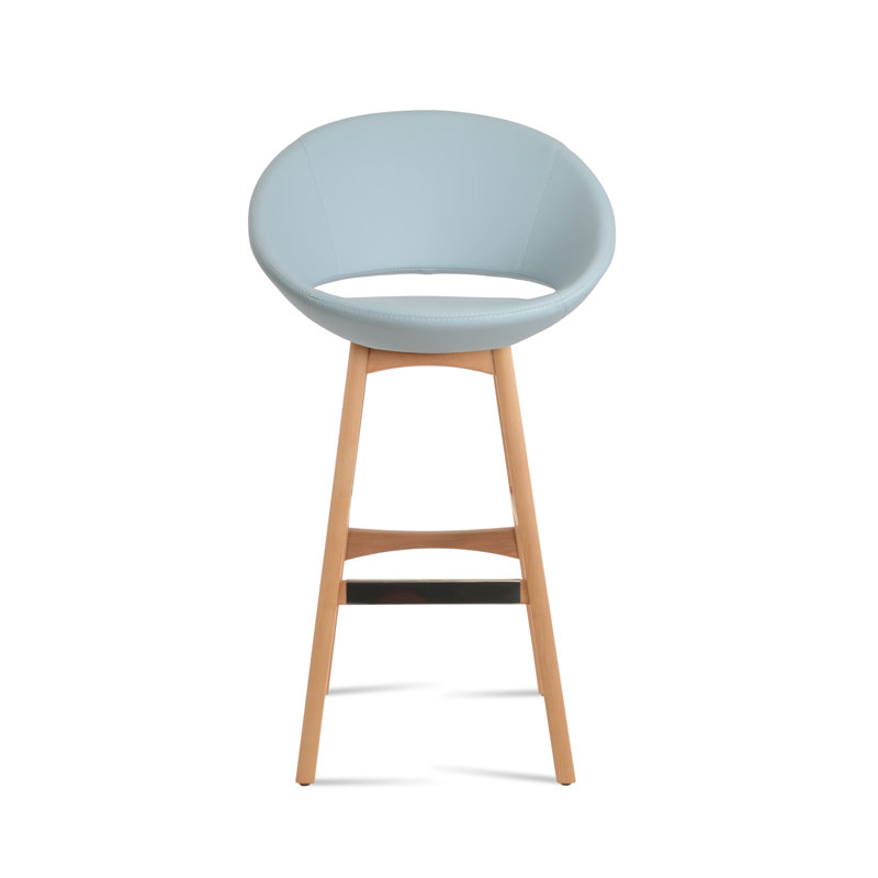Tabouret Crescent, Tabouret de bar (siège d'une hauteur de 28 po), Bleu ciel, Naturel