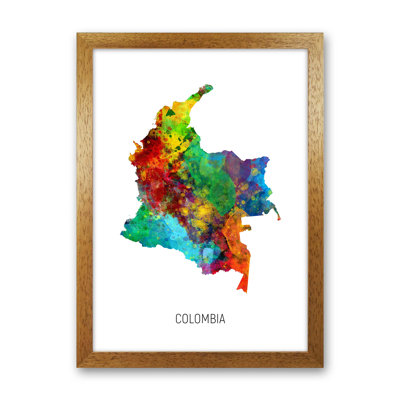 Colombia Watercolour Map by Michael Tompsett - Print