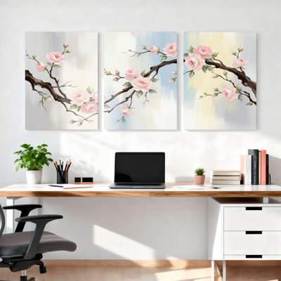 Ensemble de 3 reproductions de peinture à l'huile sur toile tendue à l'aquarelle sur toile