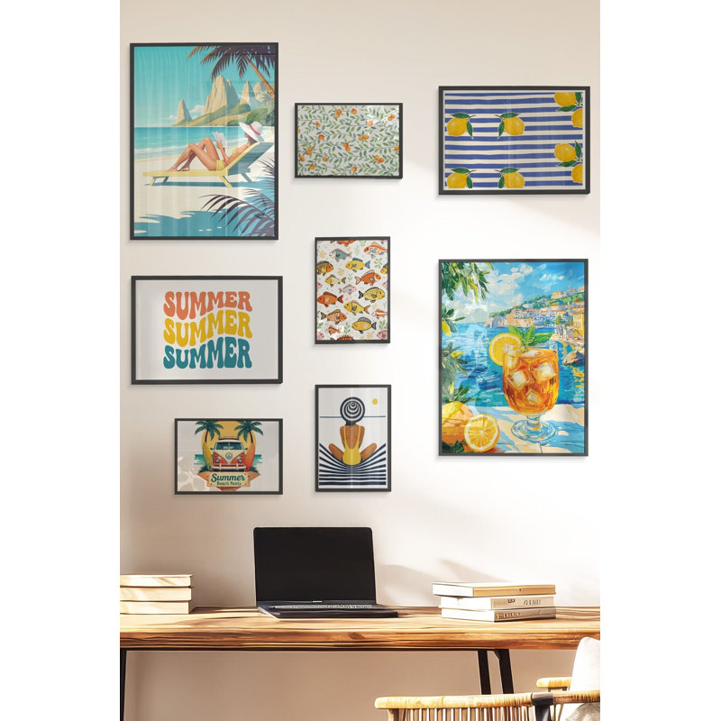 Peinture décorative encadrée (8 pièces), Noir