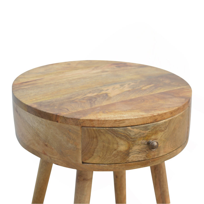 Nordic Circular Shaped Bedside, 1-Drawer, Oak, Oak