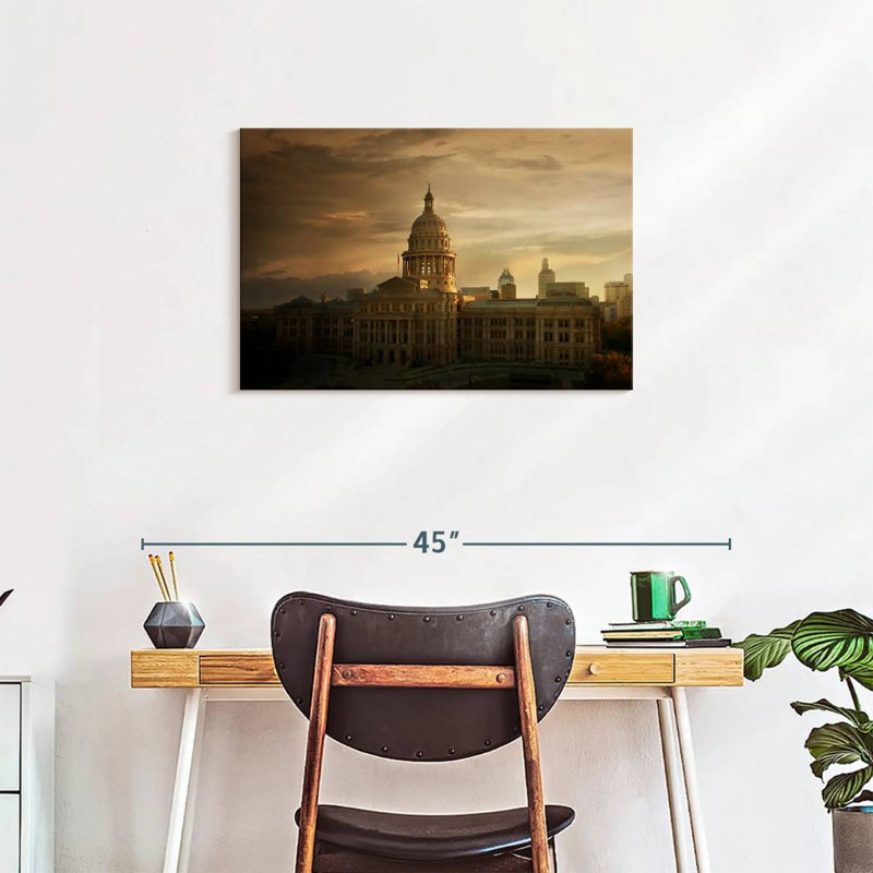 Coucher de soleil au Texas State Capitol, H 20 po x l 30 po