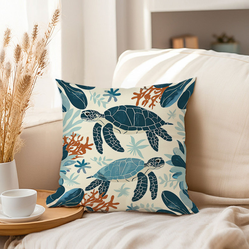Sea Animals Turtle Pattern III Nautical and Coastal, 20"H x 20"W
