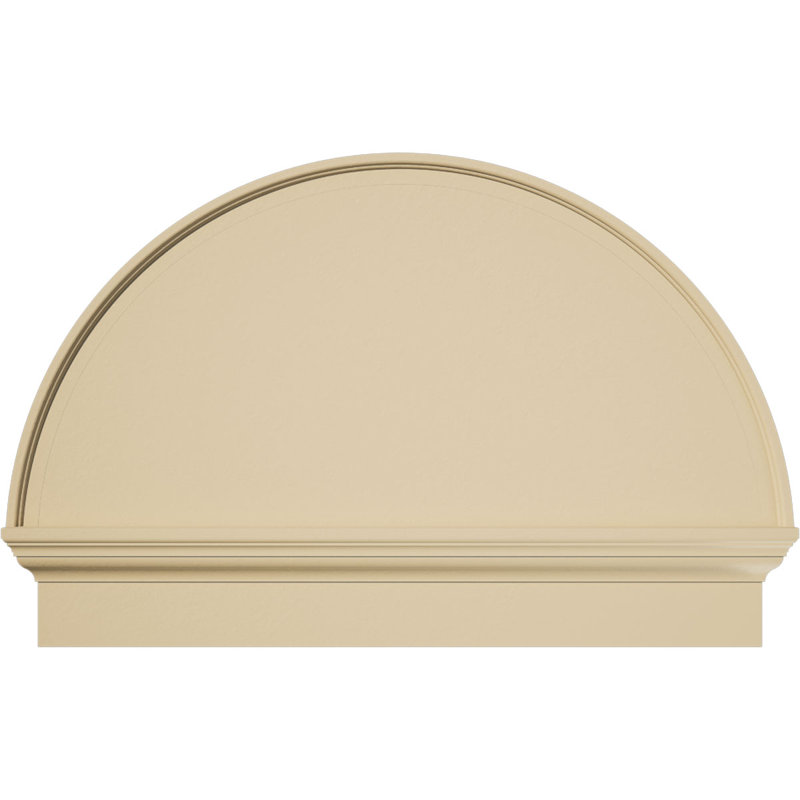 Demi-rond signature fronton en uréthane, brun clair apprêté, 36 po x 24,75 po x 2,75 po, Combinaison, Lisse