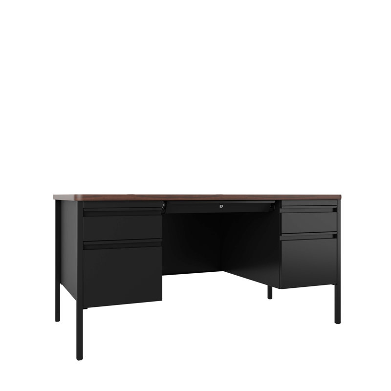Synthetic Laminate Steel Computer Desk, Black/Walnut