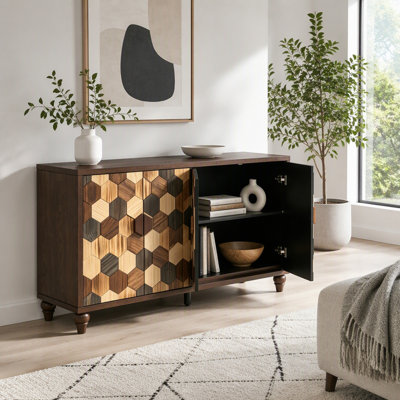 Buffet à motifs avec finition grain de bois de frêne, armoire d'appoint moderne et durable pour divers besoins de rangement