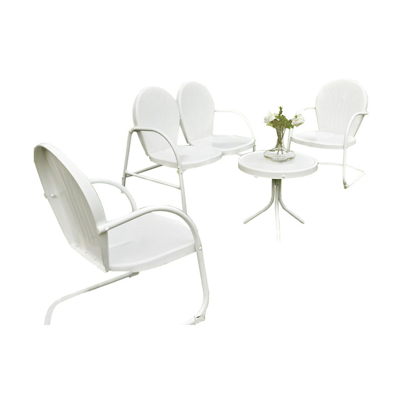 Burley 4 Piece Sofa Seating Group, White Gloss