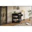Console demi-lune cannelée TREXM avec tiroir et 2 tablettes pour entrée, salon et couloir (noir)-1864652606