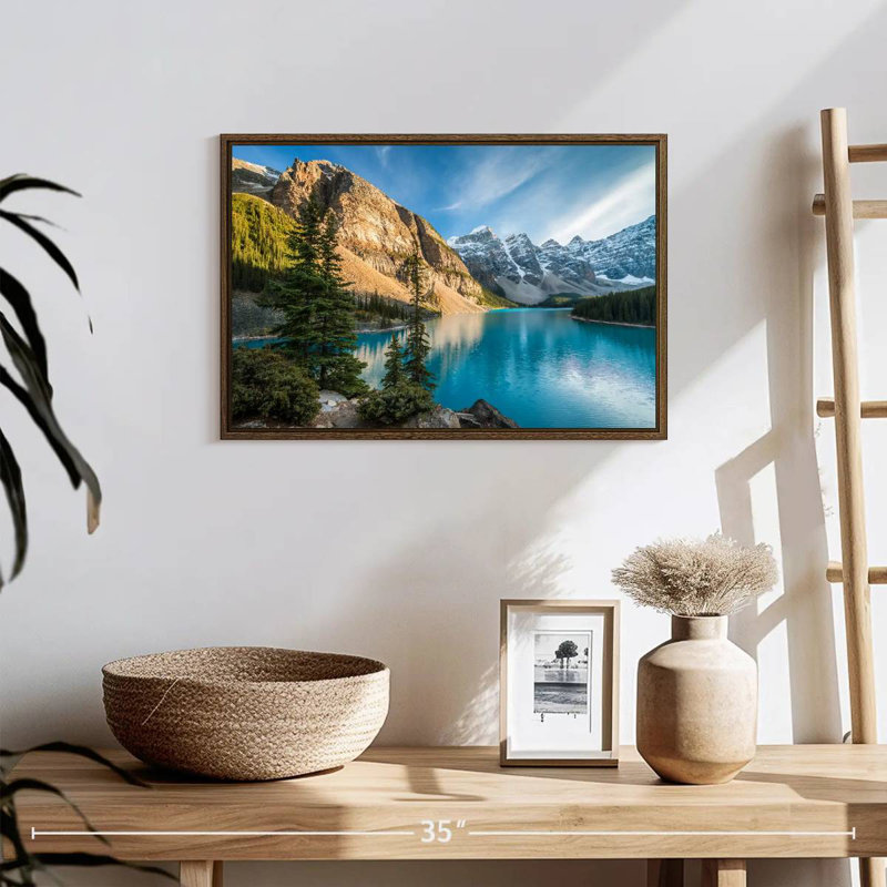 Lac Moraine Glorious, 19 po x 13 po, Cadre flottant en noyer