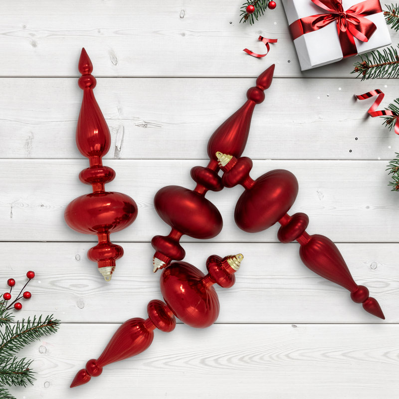 12'' Finial Ornament, Red