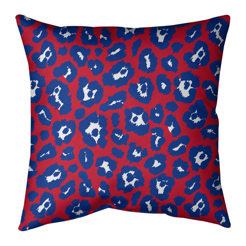 Housse de coussin carrée à imprimé léopard New England, 26 po x 26 po, Rouge, Croisé en coton