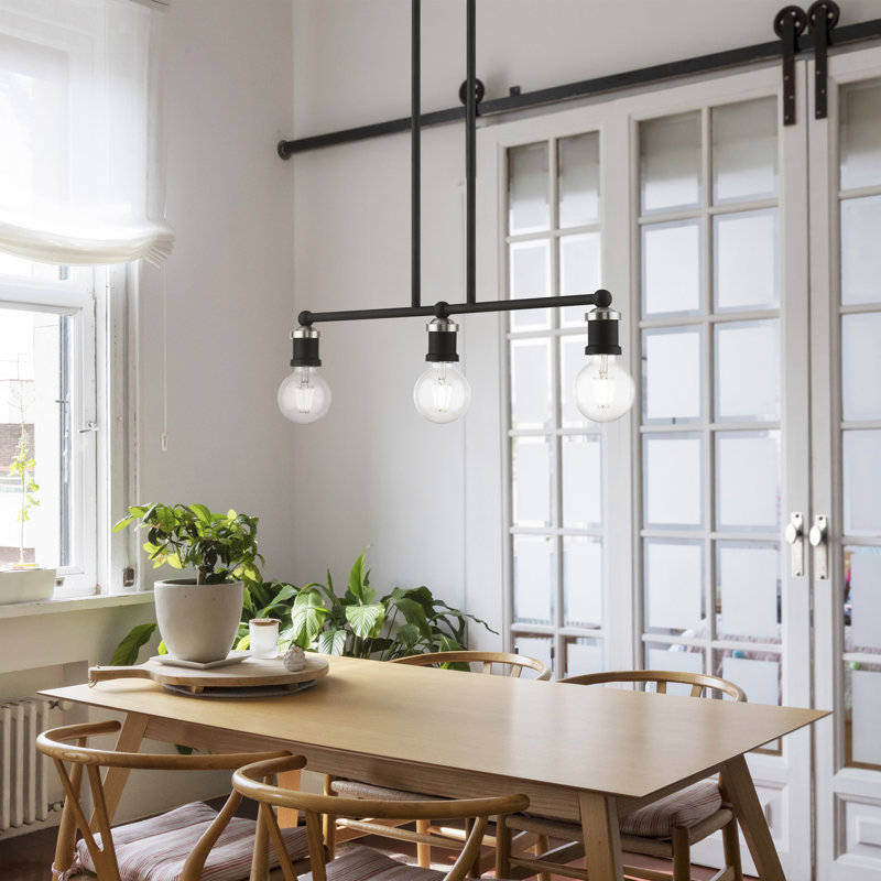 Lustre linéaire Grogan, Noir / Nickel brossé