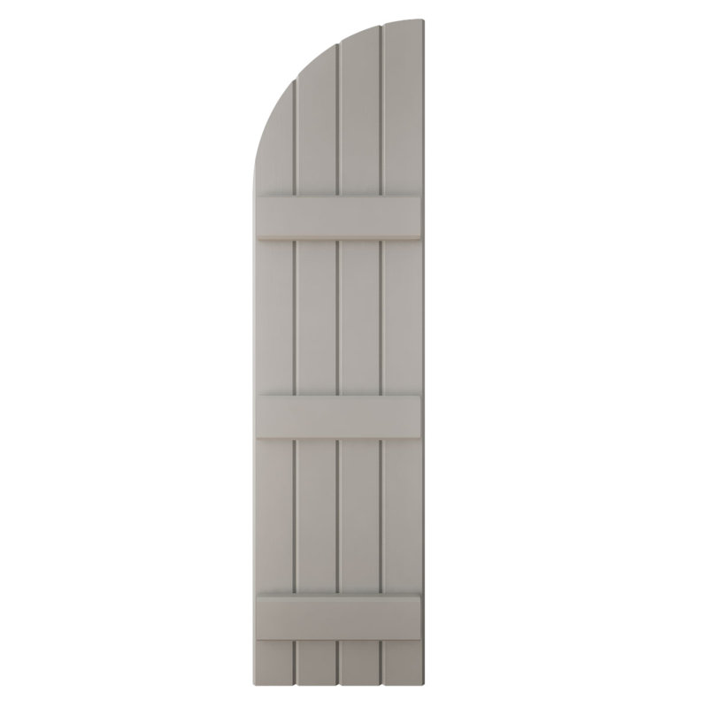 AmeriCraft - Panneau en bois véritable à 4 planches (3 lattes), extérieur jointif, volets en forme de voûte et de planches, l 14 po x H 35 po, gris grêle, (par paire)