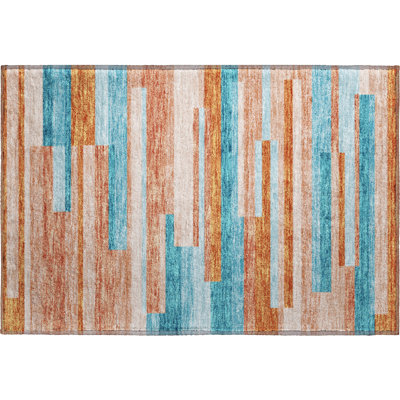 Tapis orange Prisco lavable à la machine de qualité supérieure