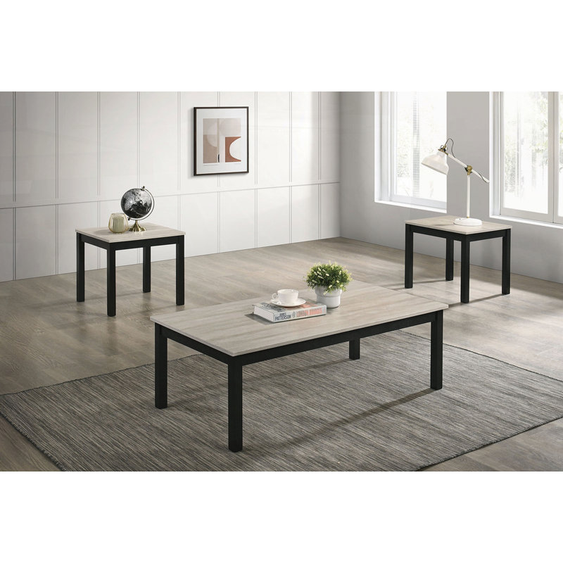 Contemporary Style 3Pc Table Set, Light Gray, Wood