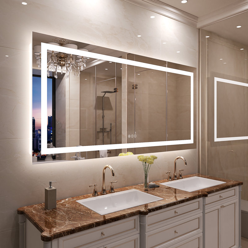 Rectangular Frameless Led Wall Mounted Bathroom Vanity Mirror, 60" x 36"