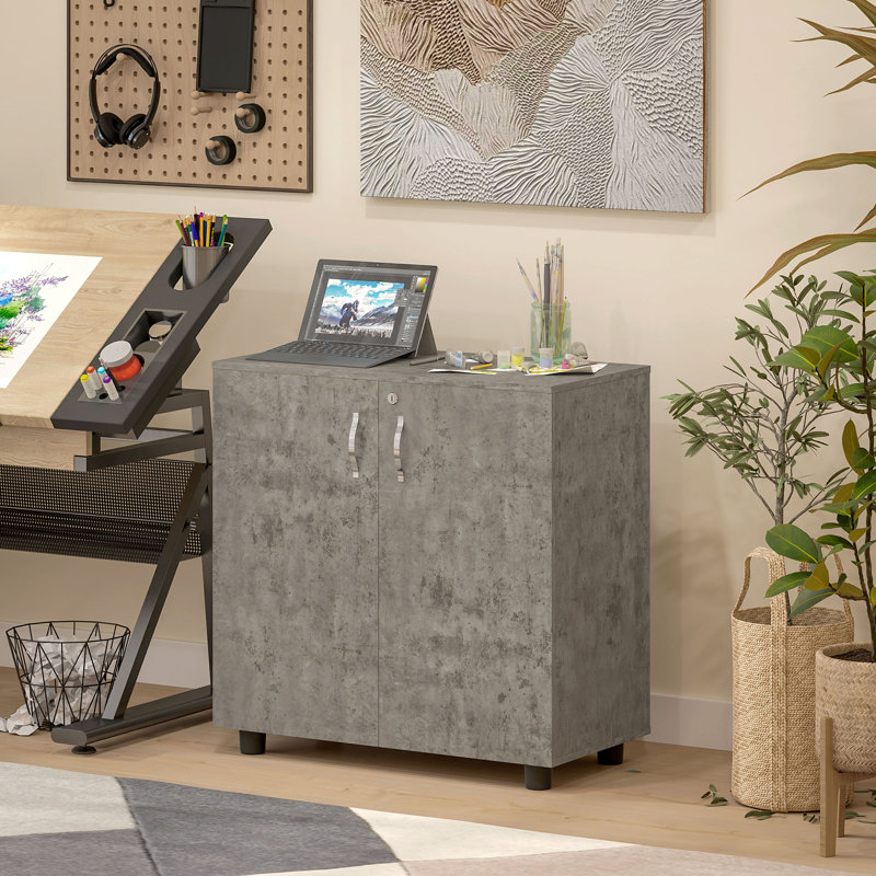 Vinsetto Lockable Office Storage Cabinet 2 Door, Grey