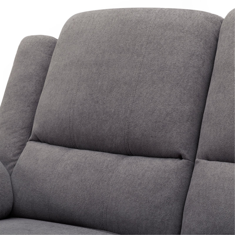 Ensemble de canapé inclinable 2 pièces - canapé 3 places et causeuse, Polyester gris