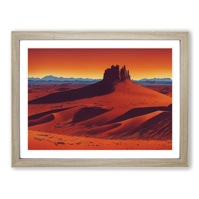 Contoured Desert - Framed Print, 46cm H x 64cm W x 2cm D, Oak