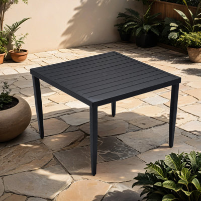 40"X40" Patio Dining Table - Aluminum, Ember Black, Rustproof, Stylish, Modern Minimalist Square , Non-Slip, Contemporary Design