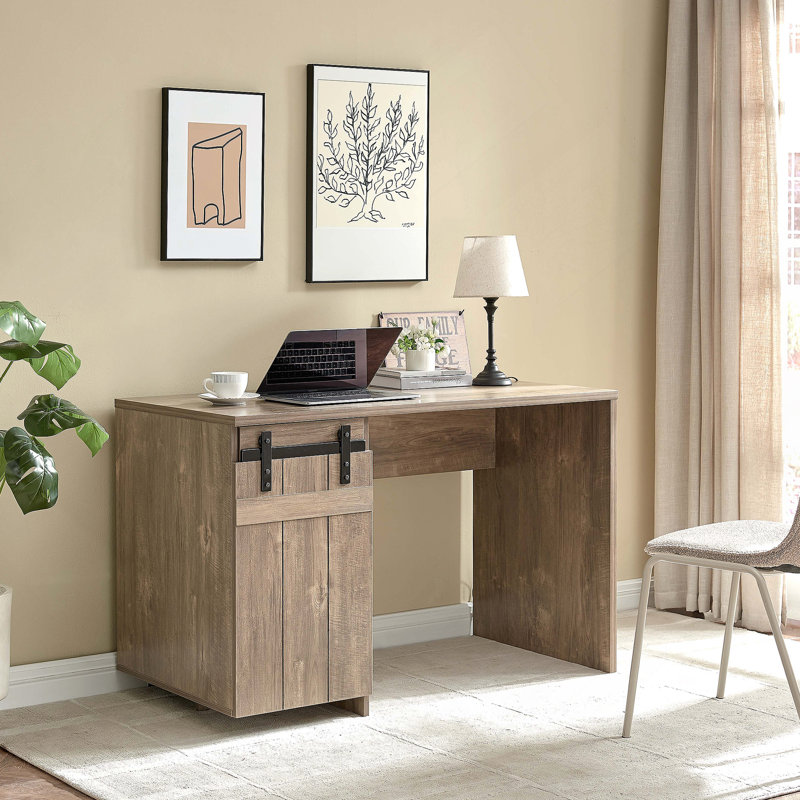 Bureau à domicile avec trois tablettes, Brun pâle
