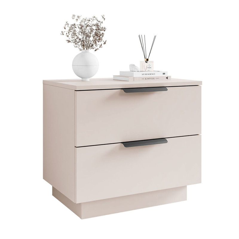 55cm W Bedside Table, Cashmire/Black