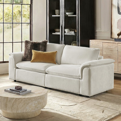 Cioffi 88"w Oversized 2 Piece Down Blend Modular Cloud Loveseat Sofa with Removable Cushion Cover