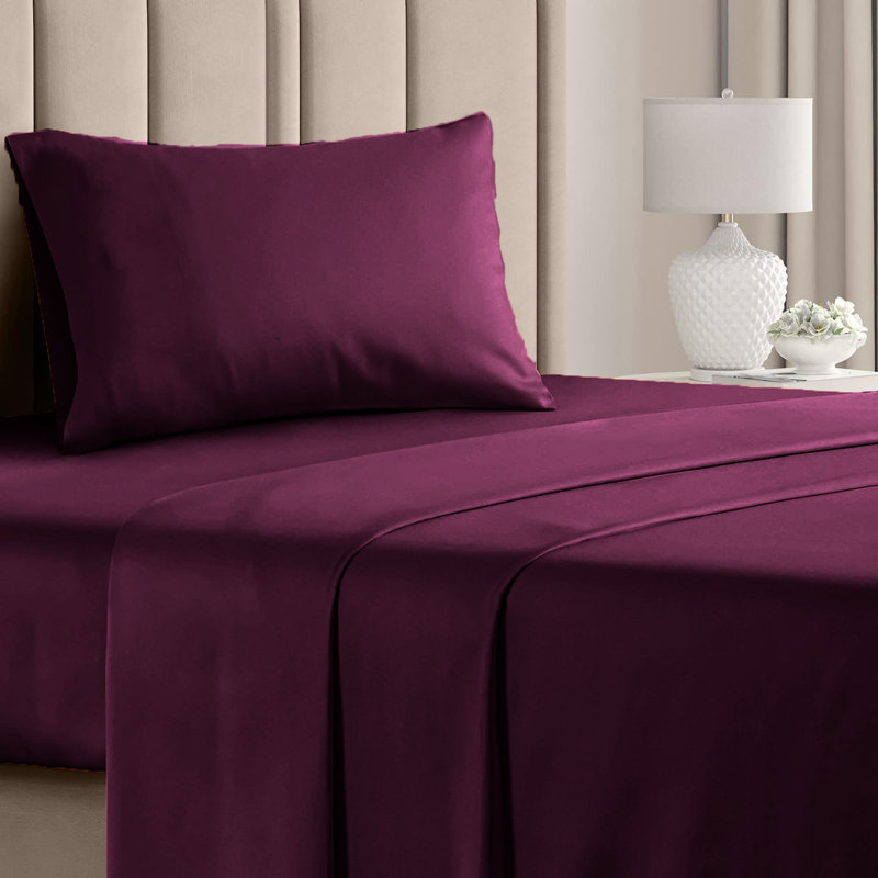  Ensemble de draps en rayonne de bambou 4 pièces Premium Luxury, Ensemble de draps pour taille de lit simple TG ave