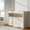 Commode de chambre de bébé de 47,2 po avec 5 tiroirs et 3 tablettes pour table à langer Beige