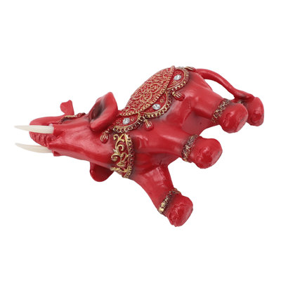 Elephant Statue Wealth Lucky Feng Shui Figurine Home Decor House Warming Present TV Cabinet Entryway Decoration Red L