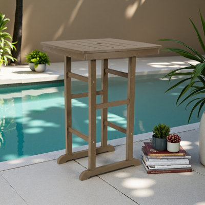 HDPE Bar-Height Outdoor Patio Pub Table, 31.1" Square High Top Bistro Table