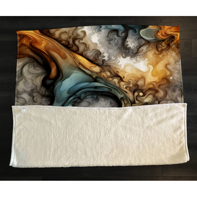 Throw Blanket, 51" W x 60" L, Gray/Yellow, Marbled