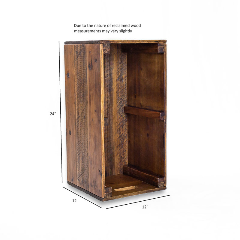Caisse en bois massif, Brun, 12 x 12 x 24