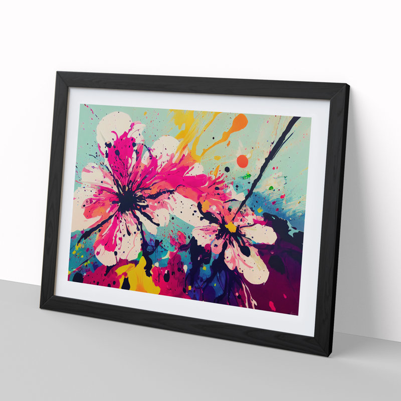 Unique Flower Splash Abstract - Framed Print, Black Framed, 46cm H x 64cm W x 2cm D