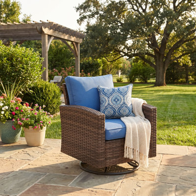 Swivel Patio Wicker Lounge Chairs with Cushions
