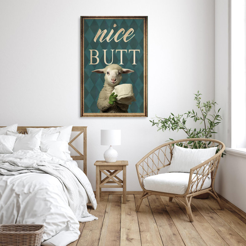 Mouton et papier hygiénique, beau bout à bout - 1 pièce, reproduction d'art graphique sur toile tendue, L 24 po x H 36 po