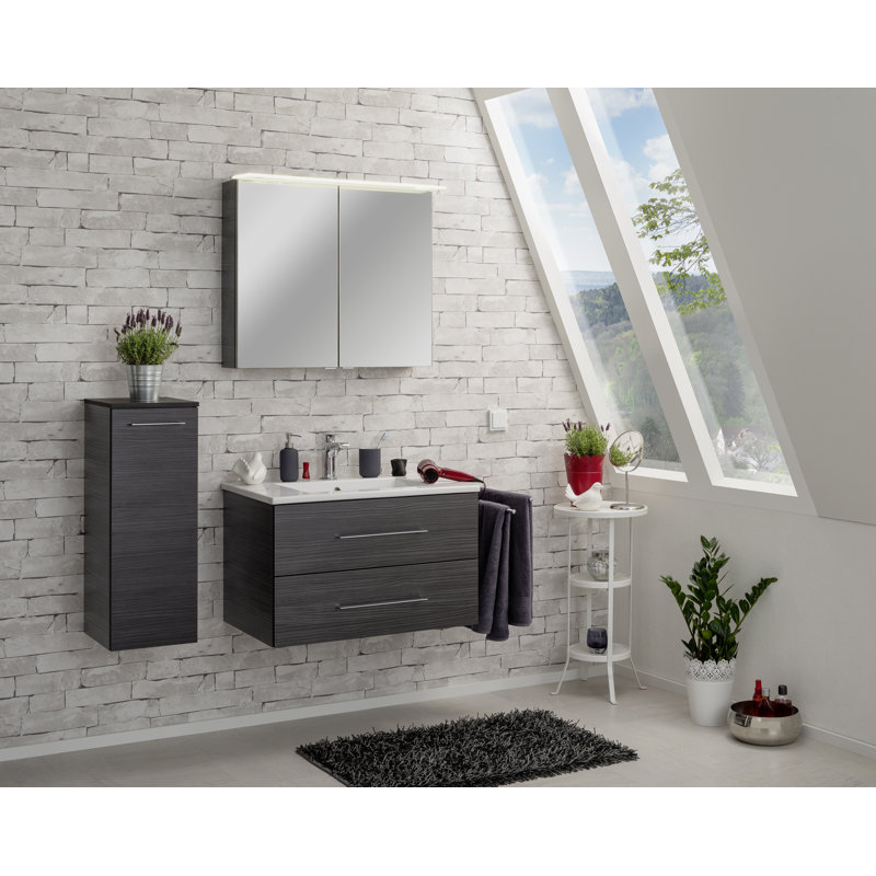 960mm W 710mm H Surface Frameless Medicine Cabinet Mirror, Black