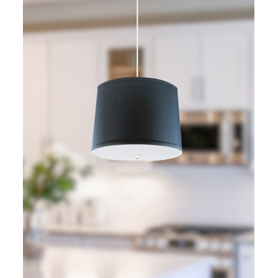 Abat-jour bleu ardoise texturé 2 lumières l 16 po avec diffuseur, cordon blanc