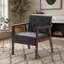 Chaise en cuir massif avec cadre en bois massif, fauteuil d'appoint simple Leisure Leisure, noir