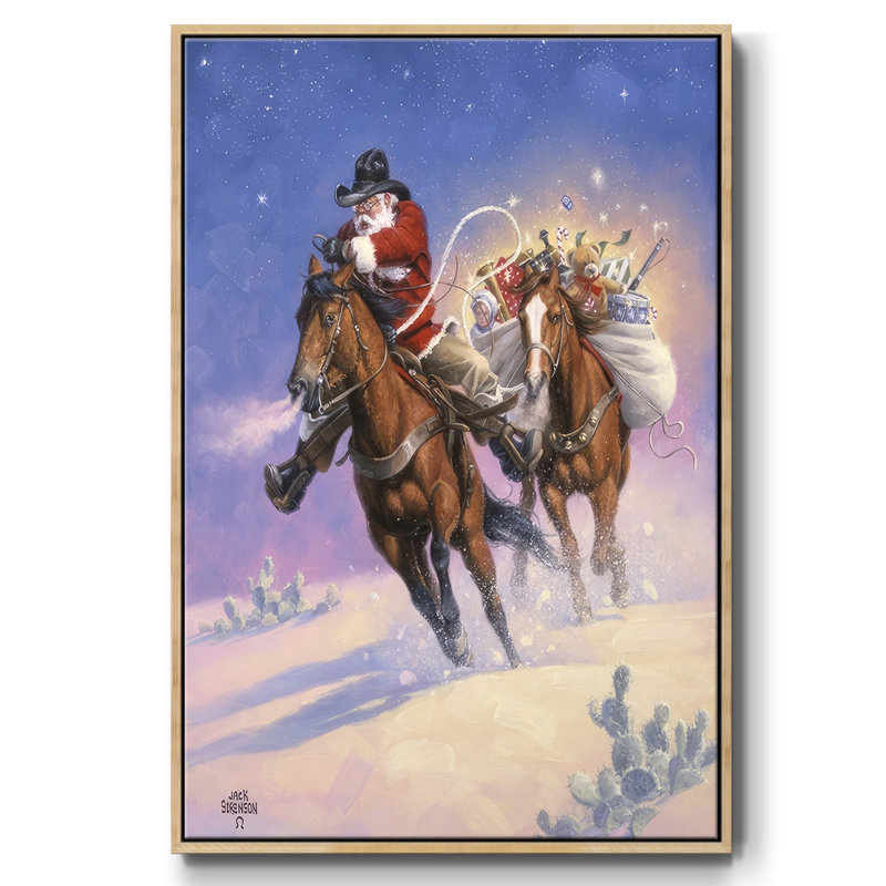 " Santa's Big Ride ", Natural Floater Framed, 25" H x 17" W x 1.5" D