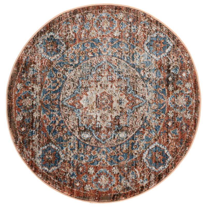 Broomhedge Bijar Performance Oriental Rug, Round 3', Brown/Rust