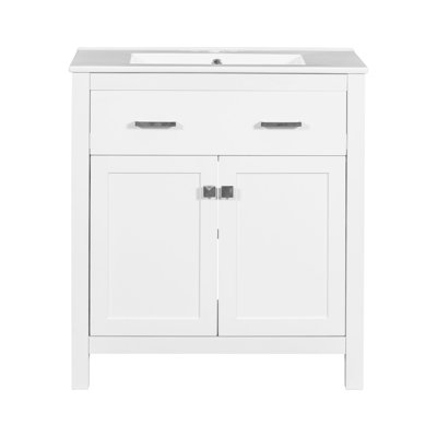 Meuble-lavabo de 30 pouces avec lavabo en céramique et tiroir, porte, meuble-lavabo
