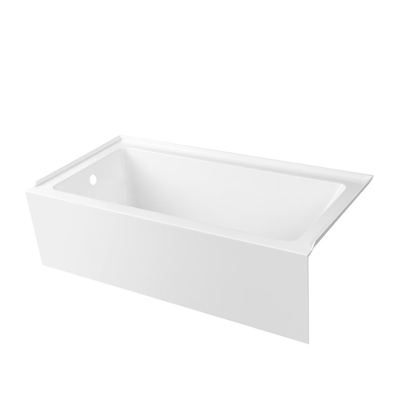 Fine Fixtures 60x30 Acrylic Alcove Tub, 15" Height, Left Drain, Apron, White, Left Hand Drain