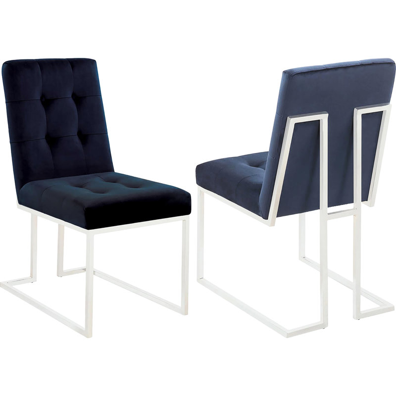Chaise de salle à manger moderne de 2 personnes de style bleu - Pieds pour un espace confortable et élégant avec dossier à 2 transformations pour transformer votre espace en un espace élégant